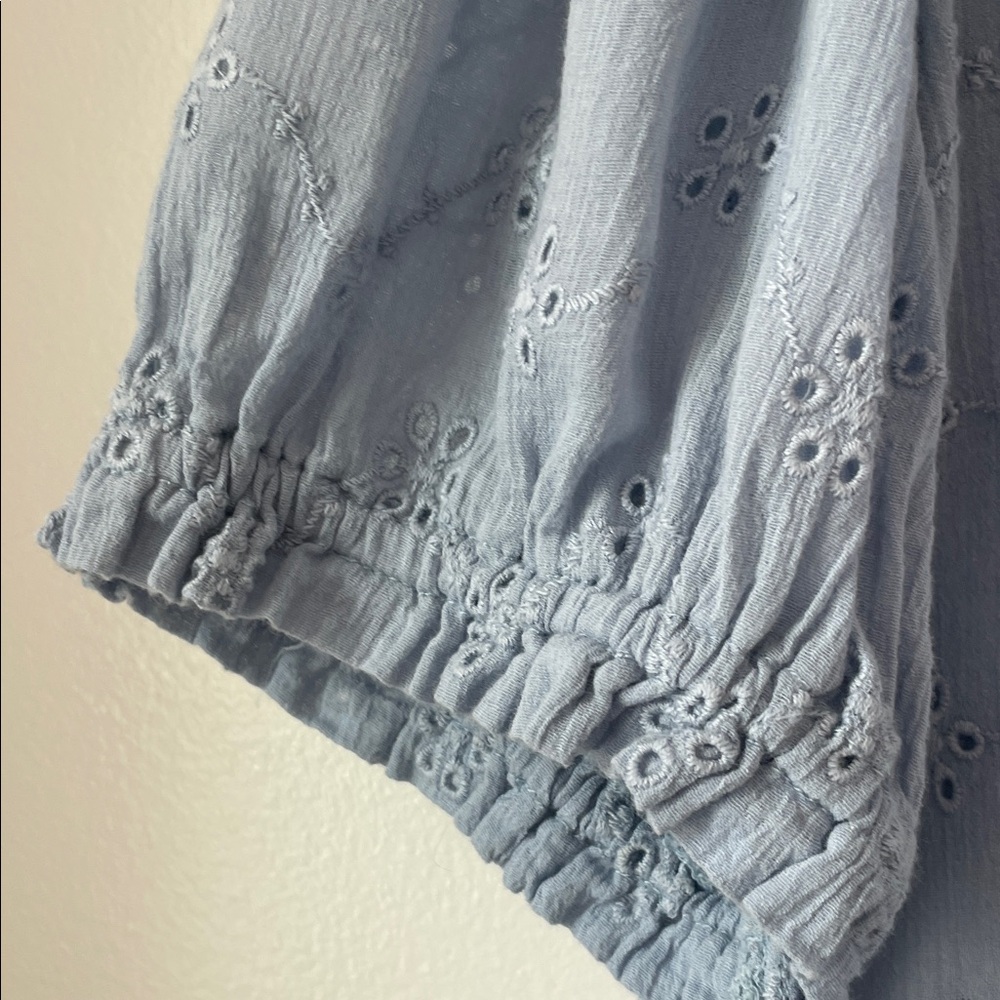 Free People Light Blue Eyelet Blouse Size S/P - Picture 3 of 7